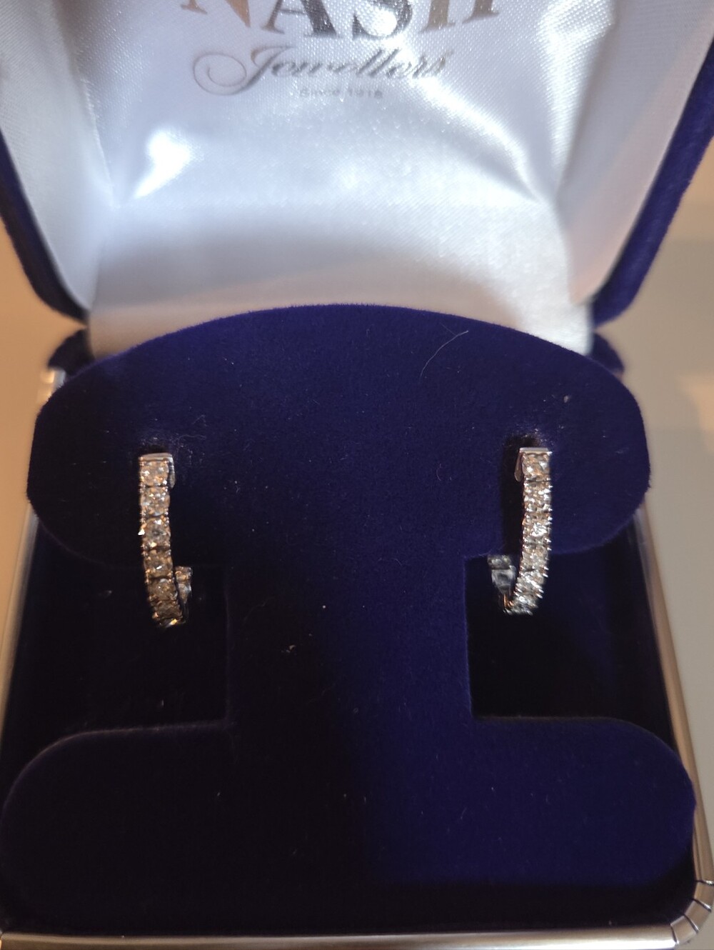 Diamond Hoop Earrings in White Gold